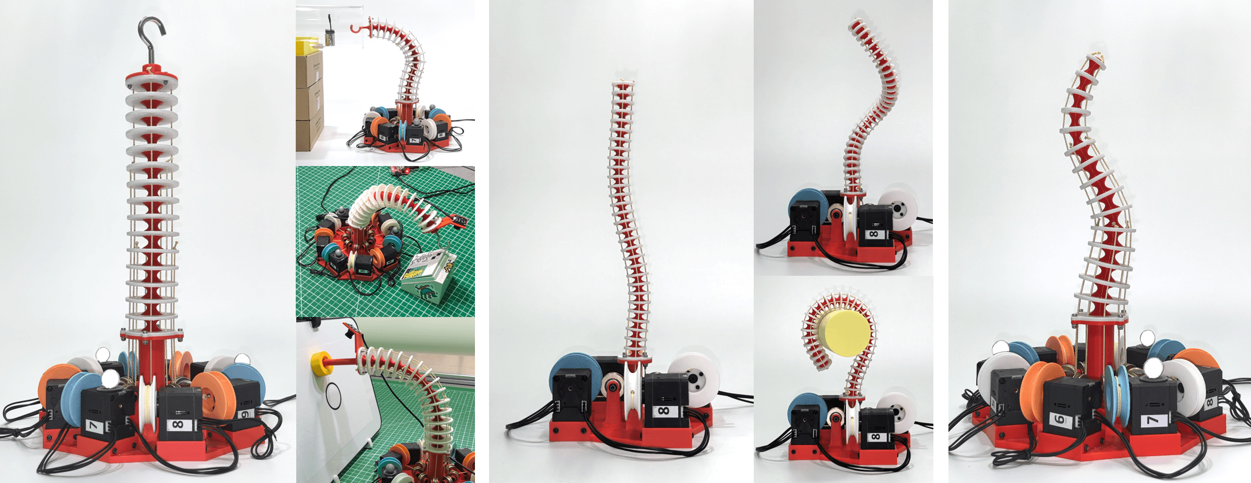 Different versions of our continuum robot platform.